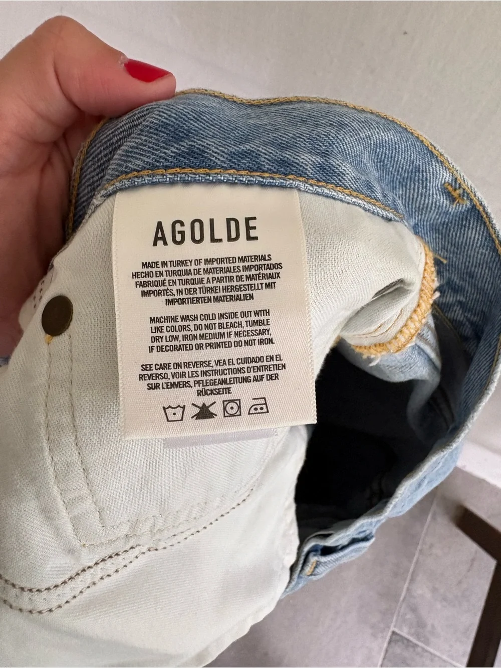 AGOLDE Parker Long Distressed Denim Shorts Size 30 Light Wash Raw Hem Cotton